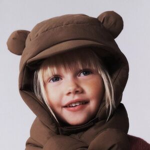 Zara Kids Brown Bear-Ear Hooded Hat